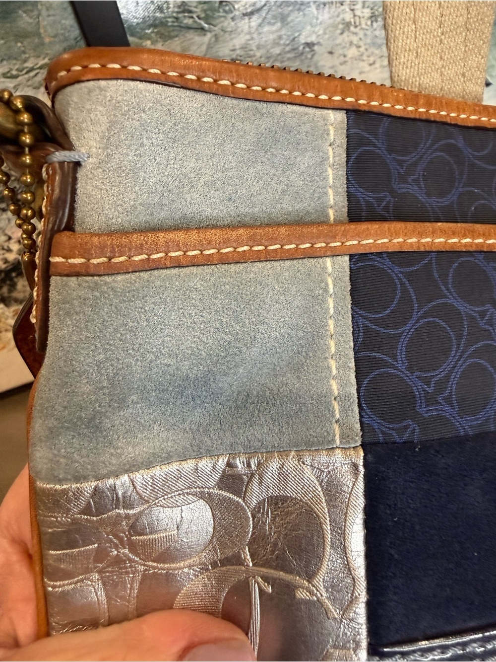 Y2K Coach Signature Denim Patchwork Swingpack Crossbody Bag 10006 Archive 2006 - Picture 6 of 12